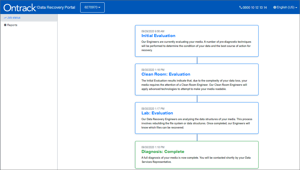 Ontrack Customer Portal | Job Status | File List